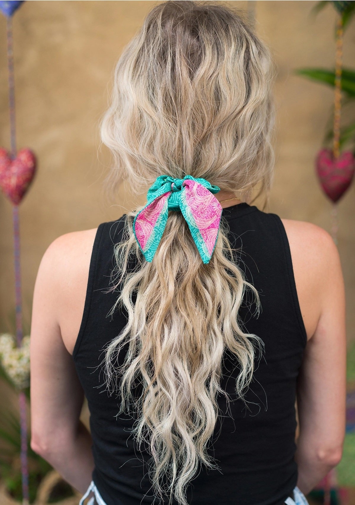 Heliotique | Namaste Recycled Sari Hair Scrunchie with Tie