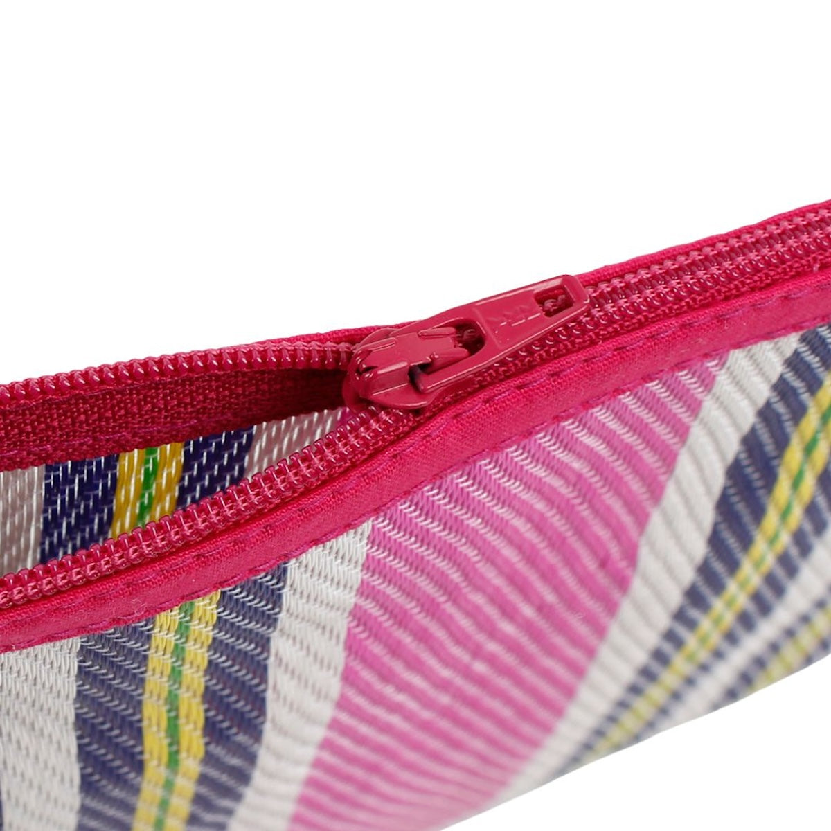 Recycled Woven Pom Pom Pouch - Pink