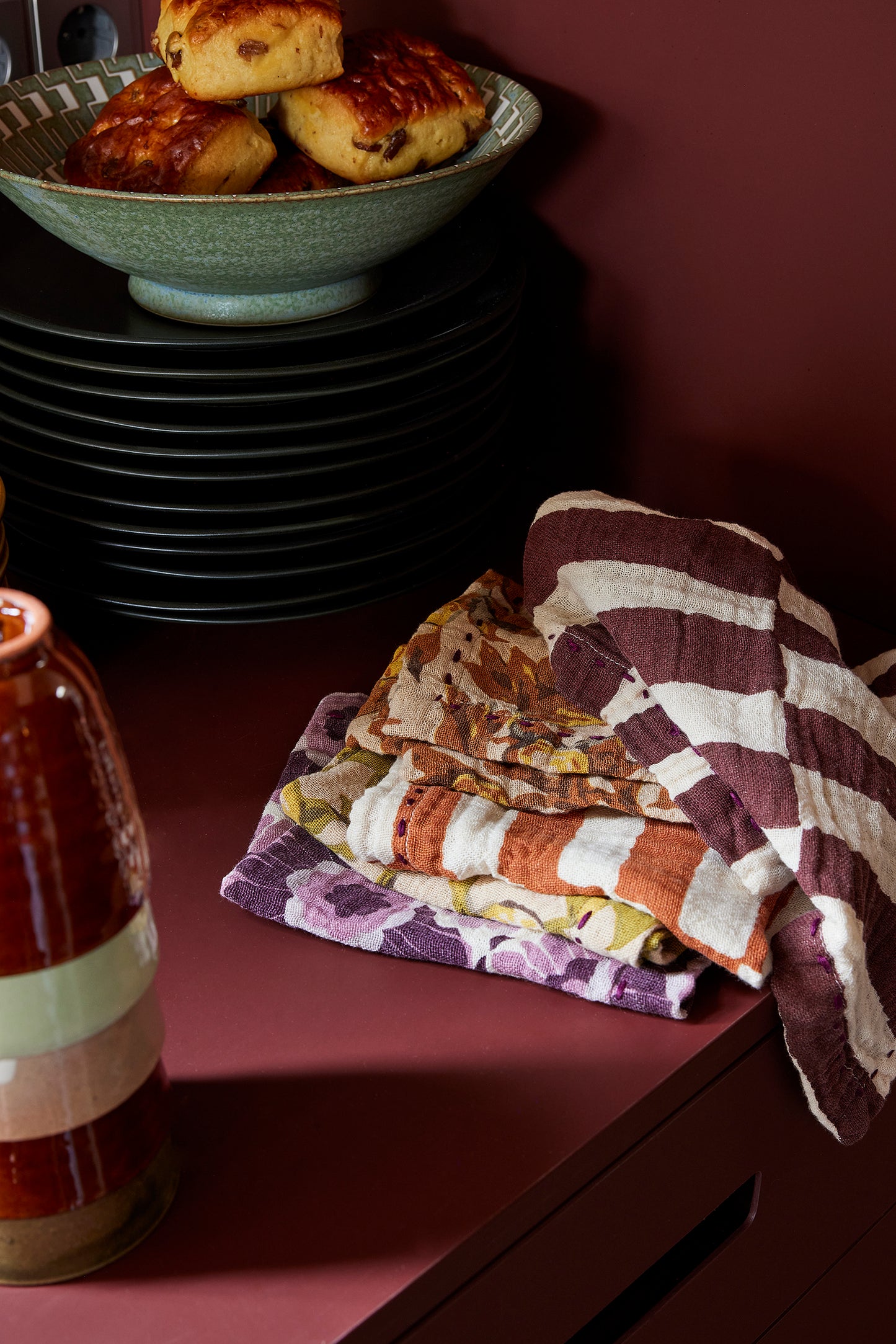 Heliotique | HKLIVING Striped Tangerine Cotton Napkins (Set of 2)