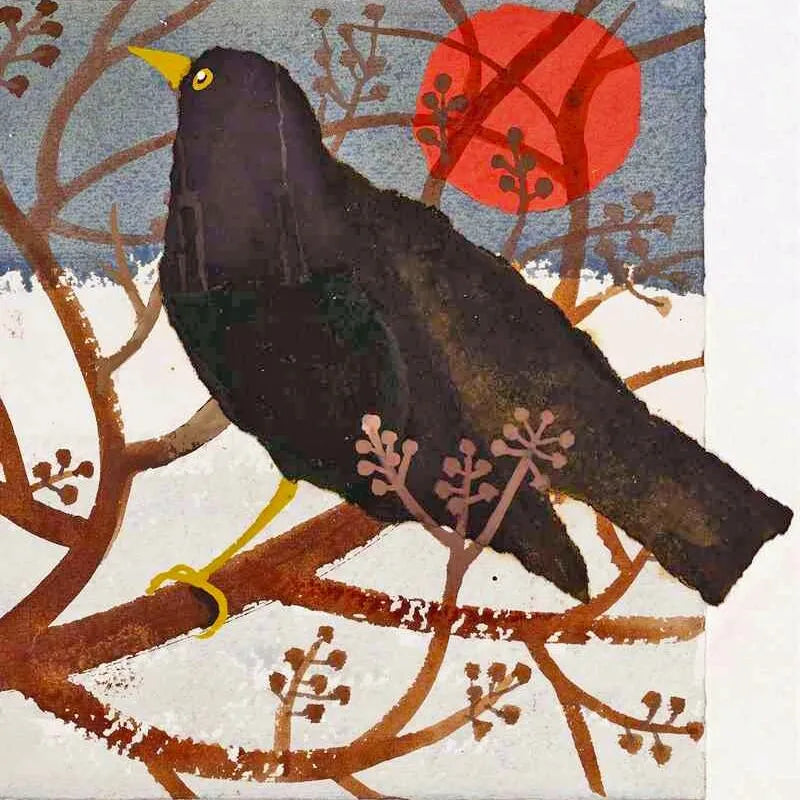 Heliotique Charity Christmas Card Pack - Blackbird in the Snow
