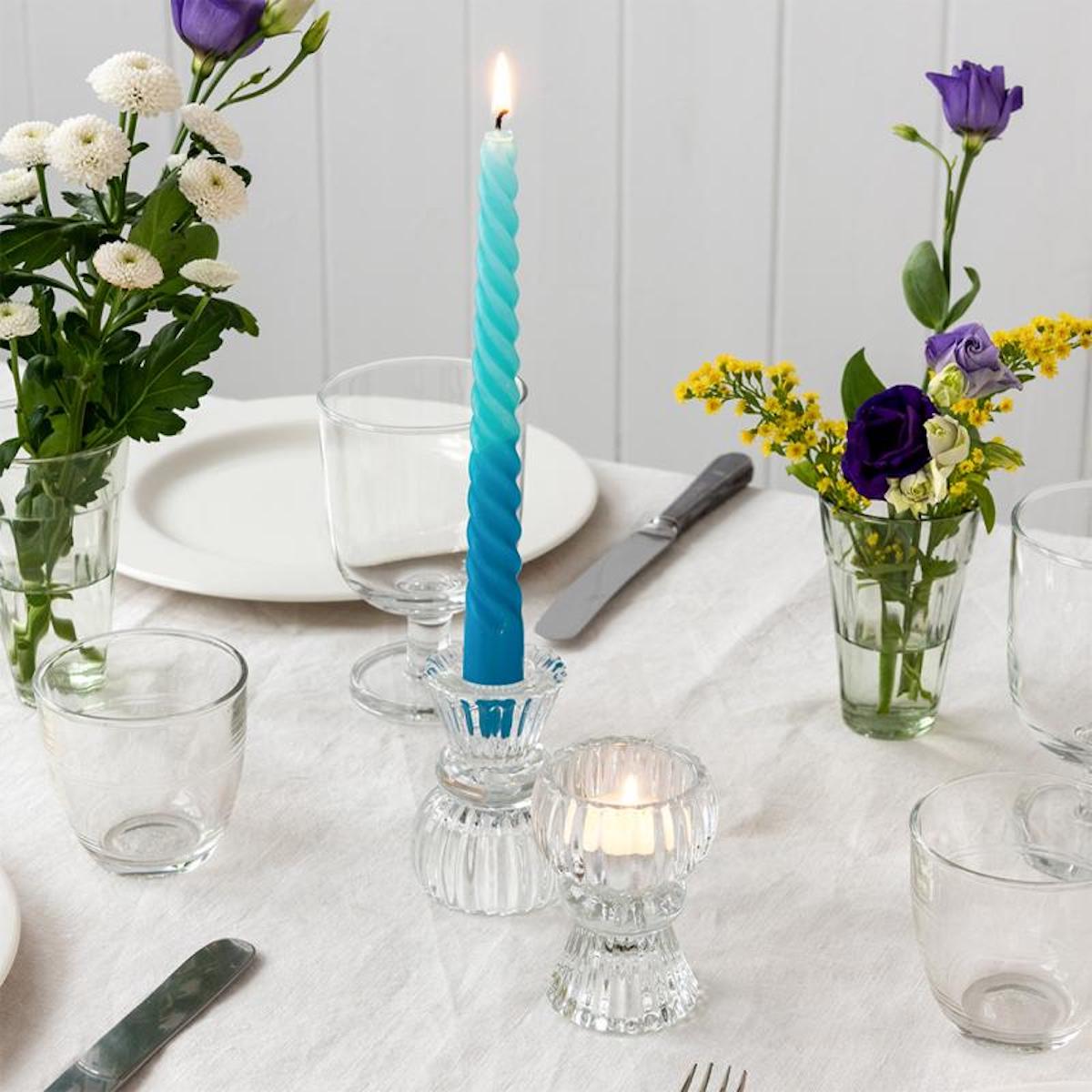 Heliotique | Rex London Double Ended Glass Candle Holder - Clear