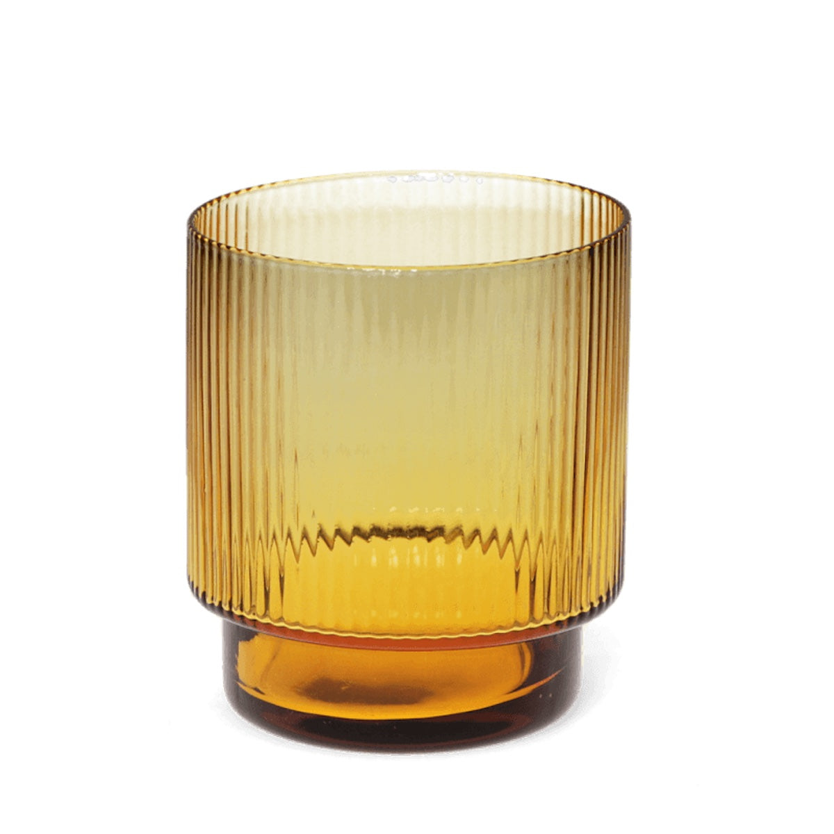 Heliotique Retro Ribbed Glass Tumbler - Amber