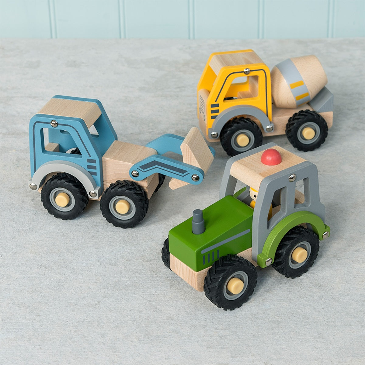 Heliotique Wooden Push Along Vehicle Toy - Cement Mixer (Yellow)