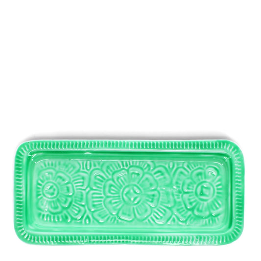 Heliotique Enamel Floral Trinket Tray - Green