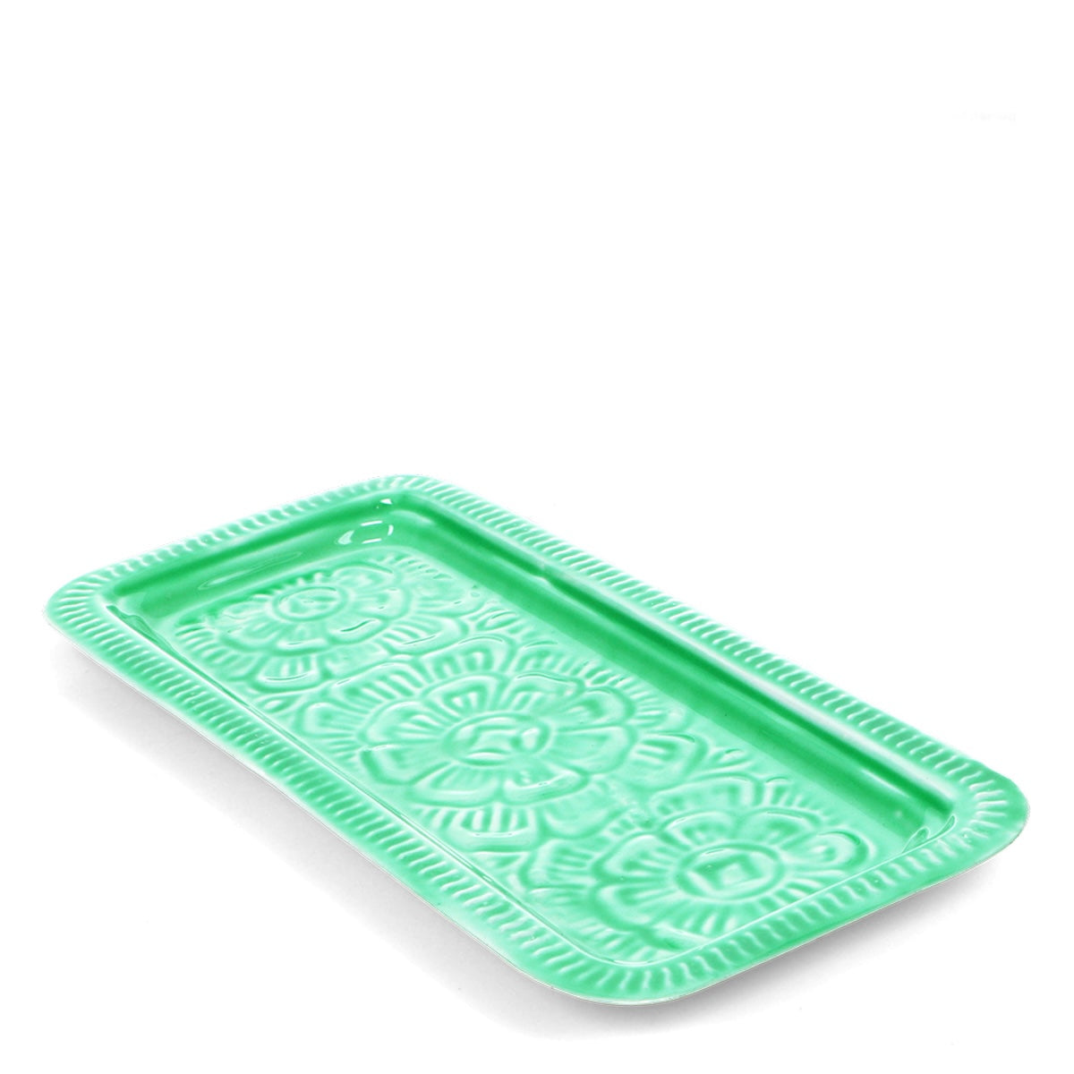 Heliotique Enamel Floral Trinket Tray - Green