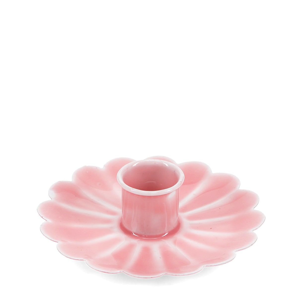 Heliotique Enamel Flat Flower Candle Holder - Light Pink