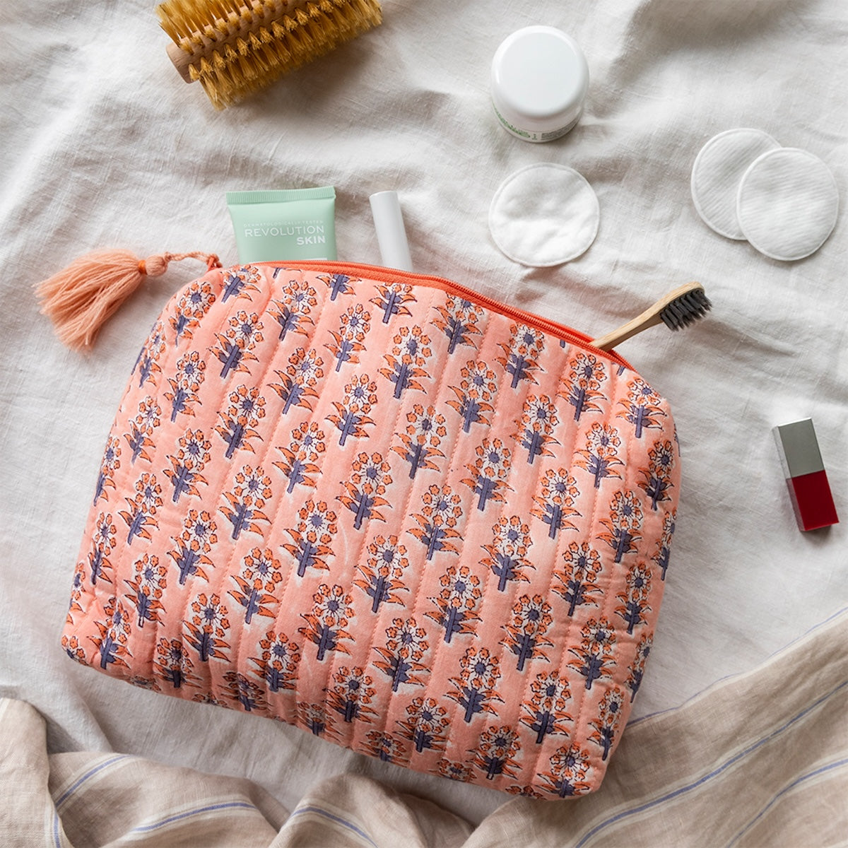 Heliotique Floral Cotton Wash Bag - Shanaya