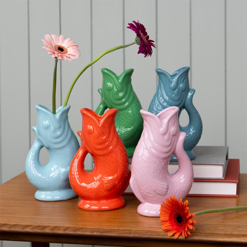 Heliotique Ceramic Fish Vase - Aqua Blue