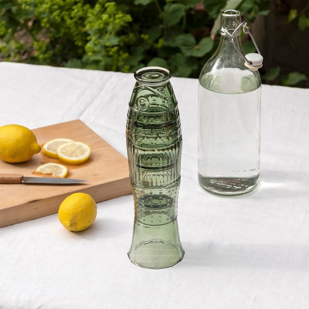 Stacking Glass Tumblers (Set of 4) - Green Fish