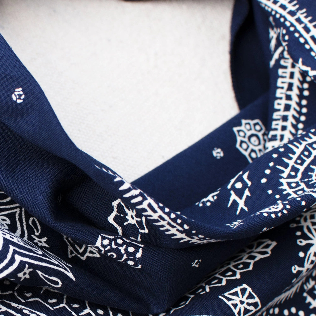 Heliotique Sketchy Paisley Cotton Bandana - Navy Blue