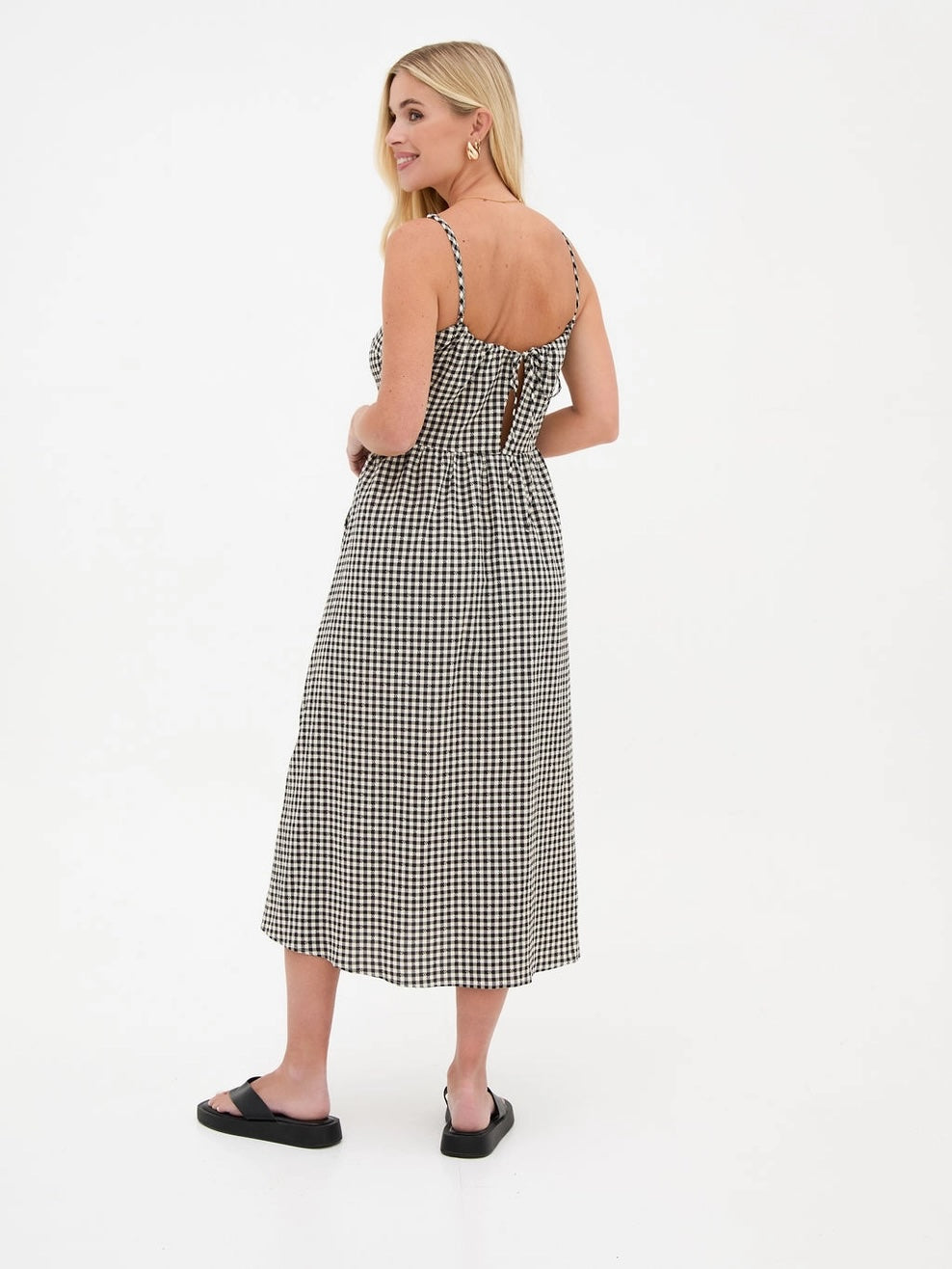 Heliotique Rose Gingham Midi Dress