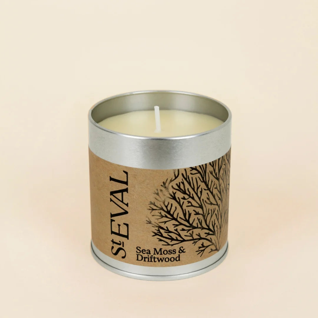 Heliotique Sea Moss & Driftwood Scented Tin Candle