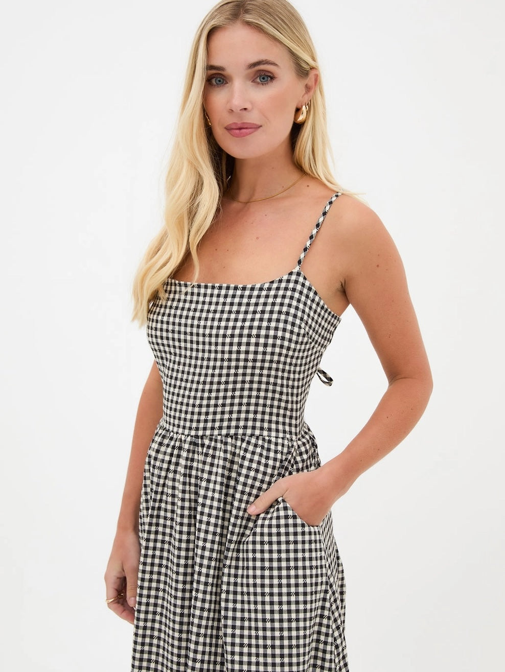 Heliotique Rose Gingham Midi Dress