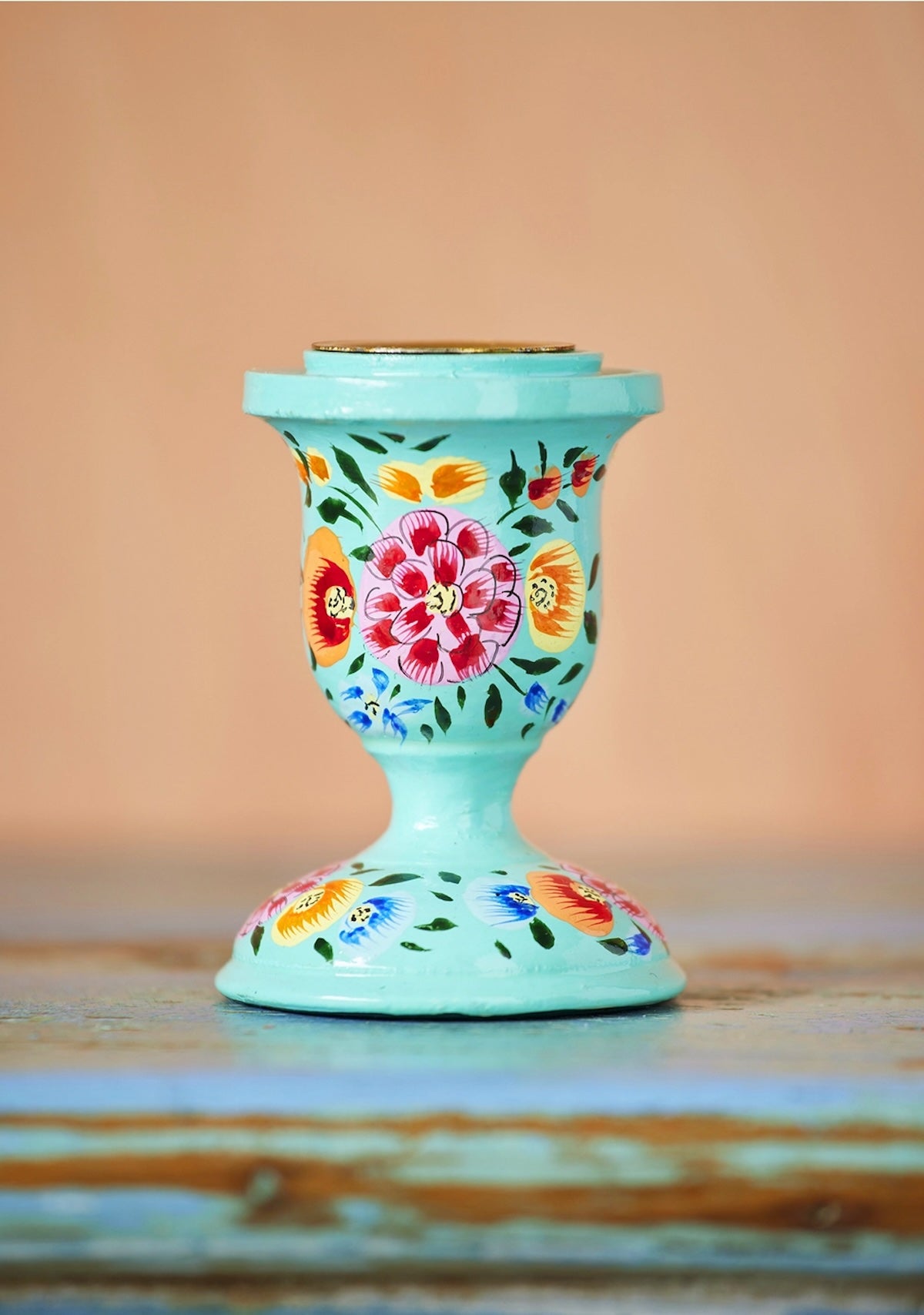 Heliotique Hand Painted Kashmiri Candlestick