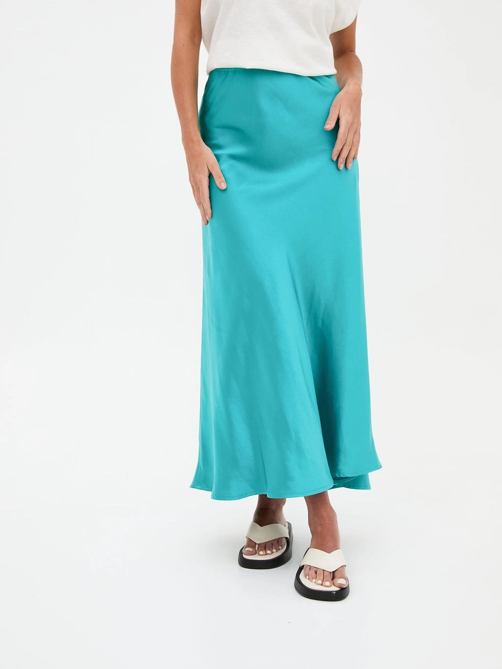 Heliotique Angel Satin Skirt - Teal