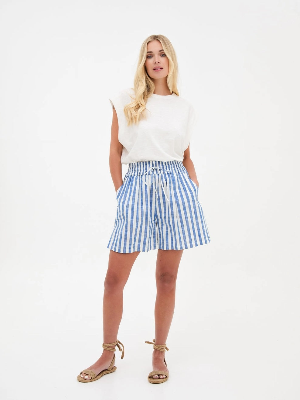 Heliotique | Fika Eden Blue & White Stripe Shorts