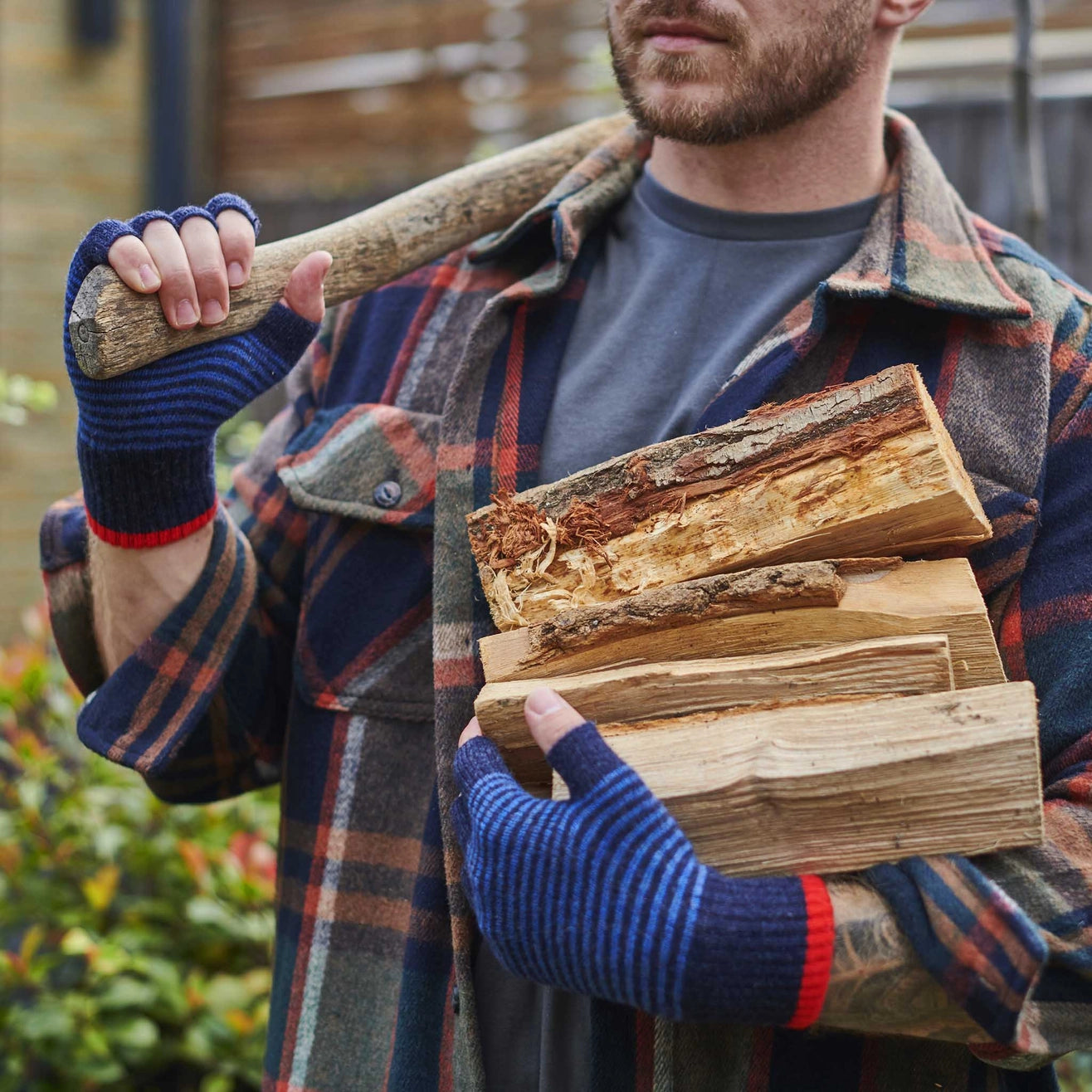 Heliotique | Catherine Tough Unisex Stripe Fingerless Gloves