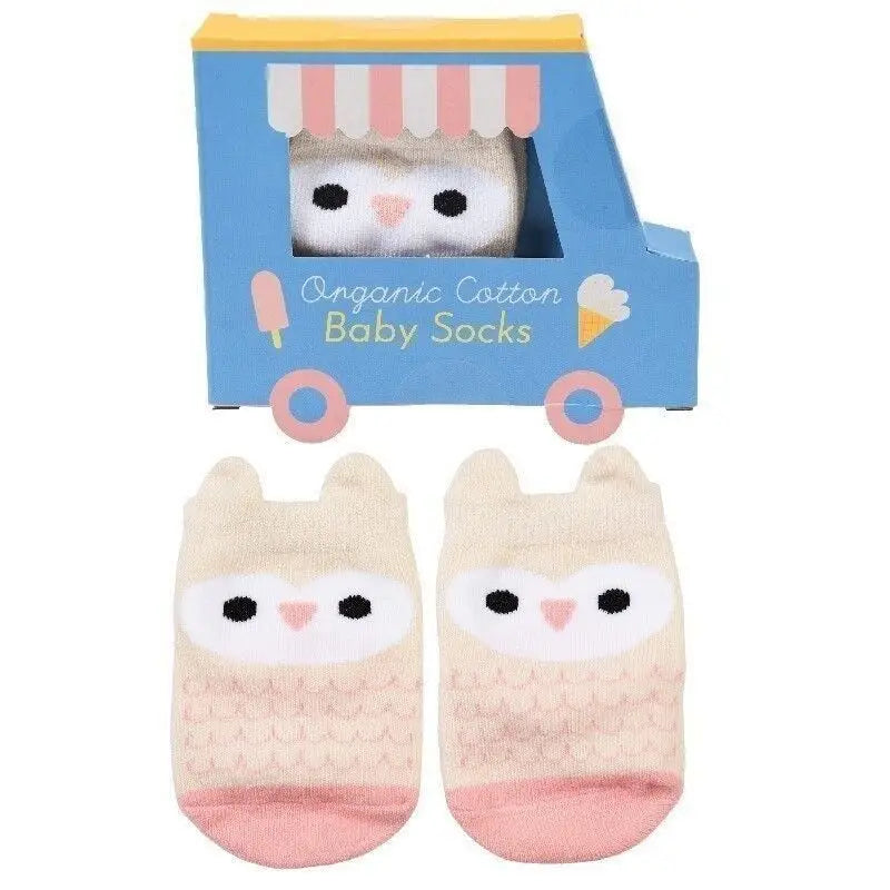 Heliotique | Rex London Organic Cotton Baby Socks - Pink Owl