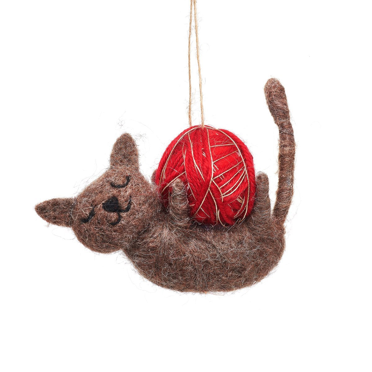 Heliotique | Sass & Belle Cat with Ball of Yarn Wool Tree Decoration