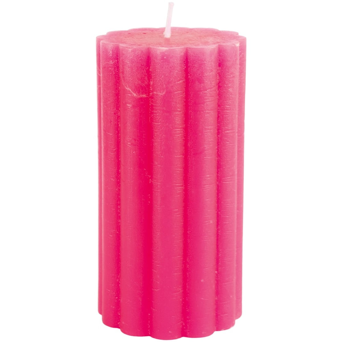 Heliotique | Grand Illusions Rustic Scalloped Pillar Candle - Fuchsia