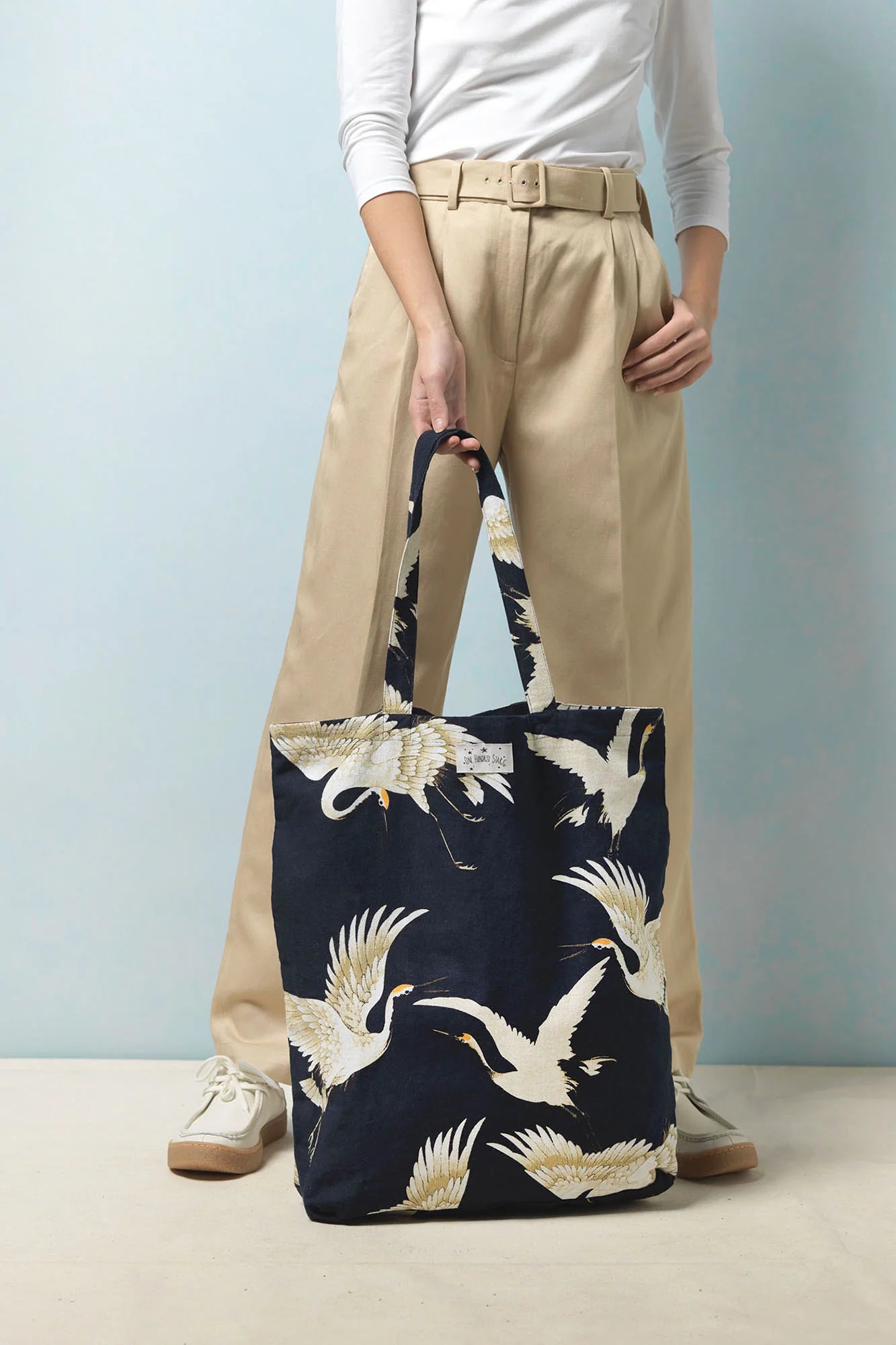 Heliotique Stork Canvas Bag - Black