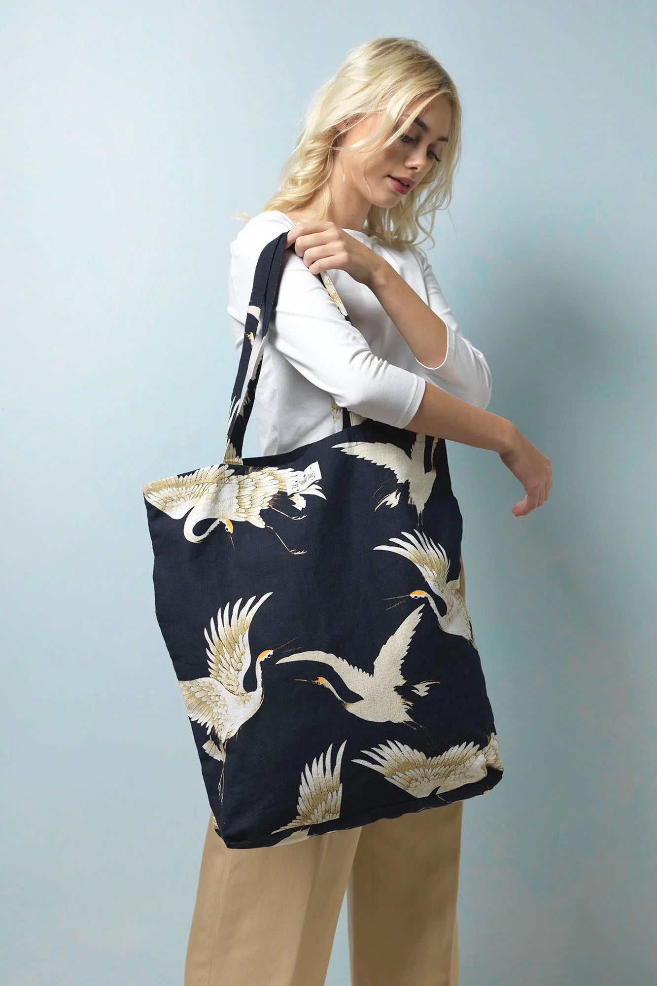 Heliotique Stork Canvas Bag - Black