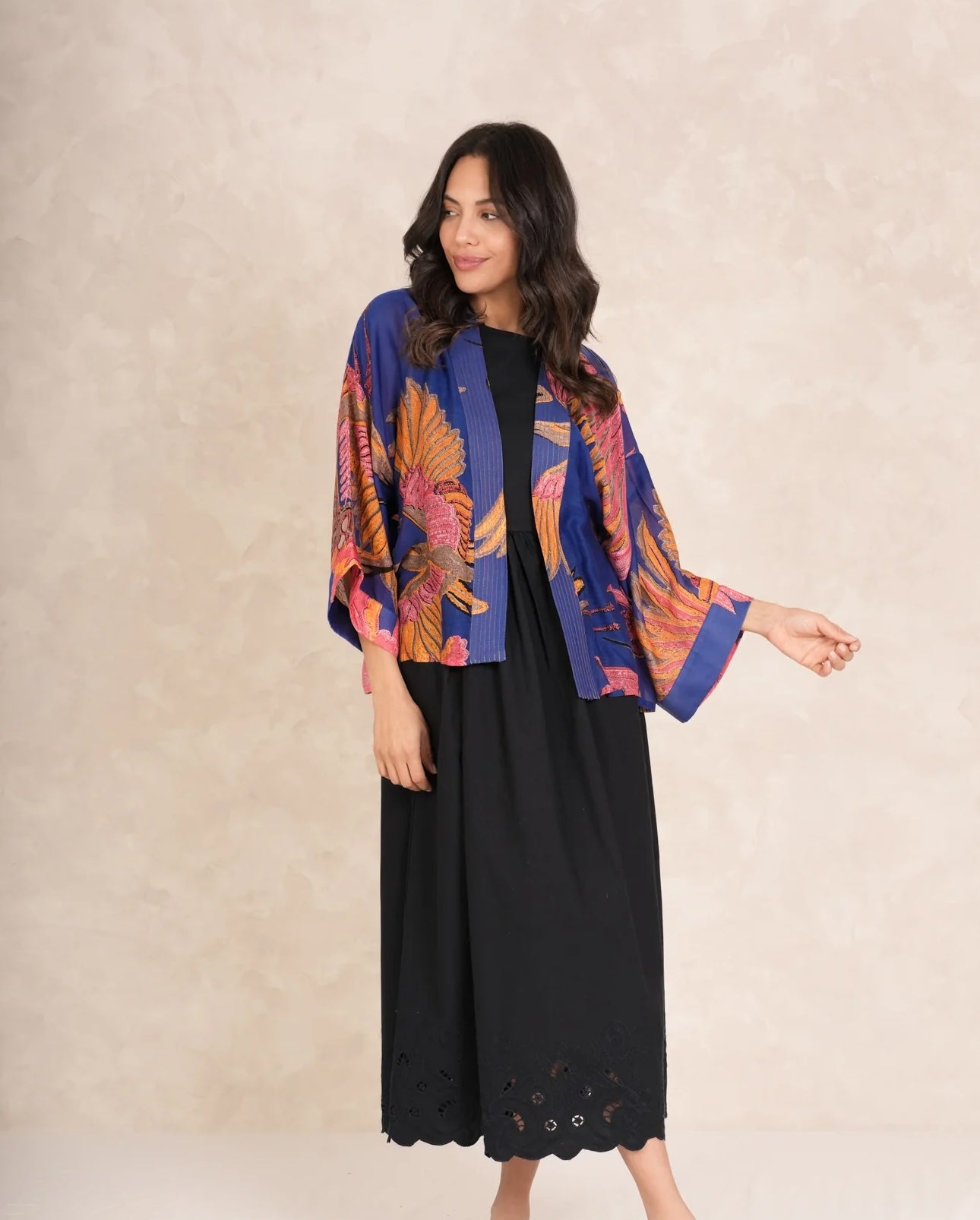 Heliotique | One Hundred Stars Crane Kimono - Cobalt