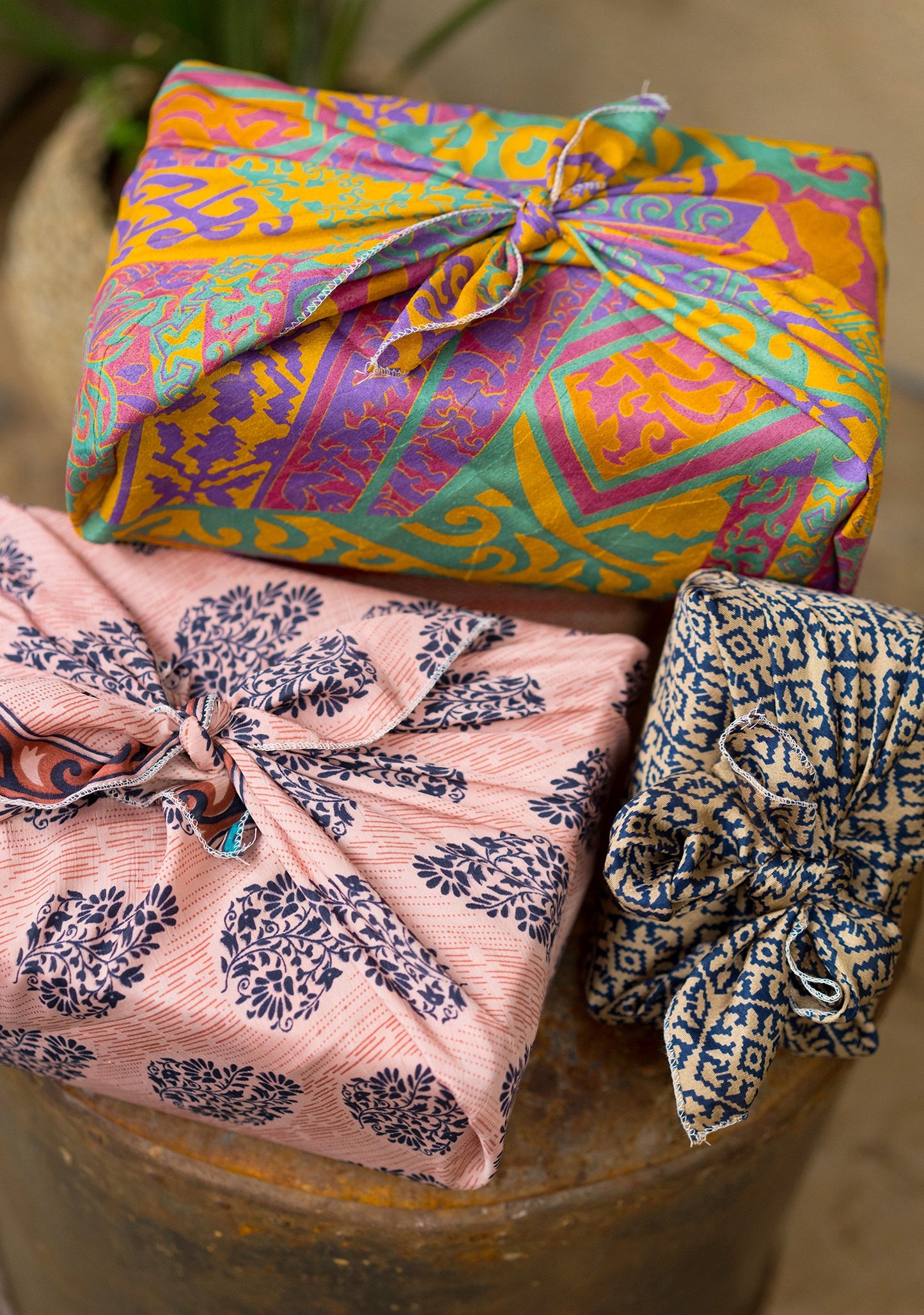 Heliotique Recycled Sari Gift Wrap Set