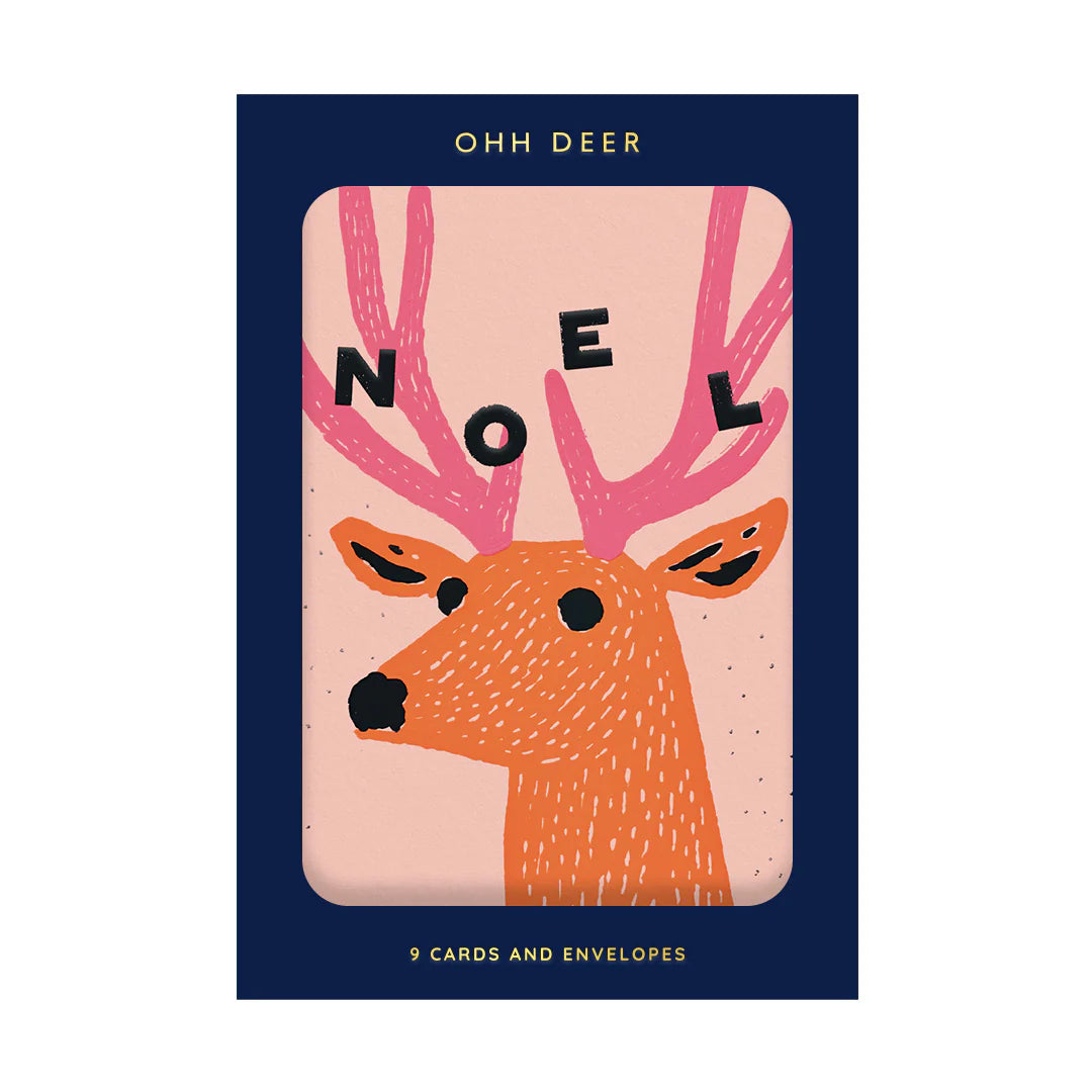 Heliotique | Ohh Deer Pack of 9 Christmas Cards - Noel Reindeer