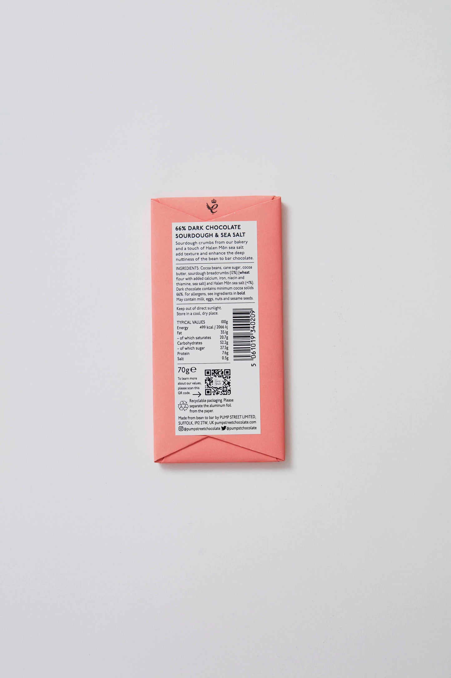 Heliotique | Pump Street Chocolate Sourdough & Sea Salt 66% Bar