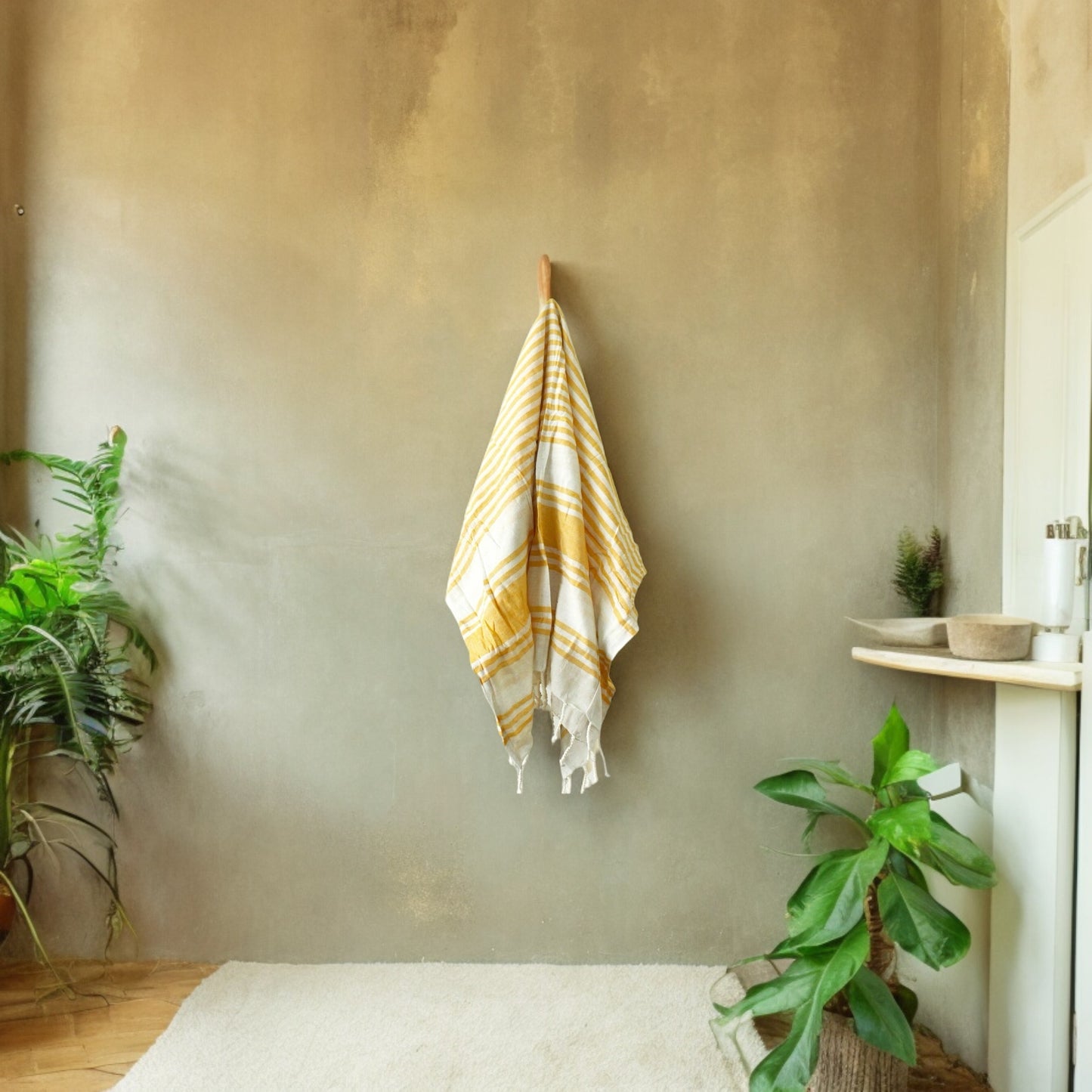 Hammam Striped Cotton Towel - Yellow