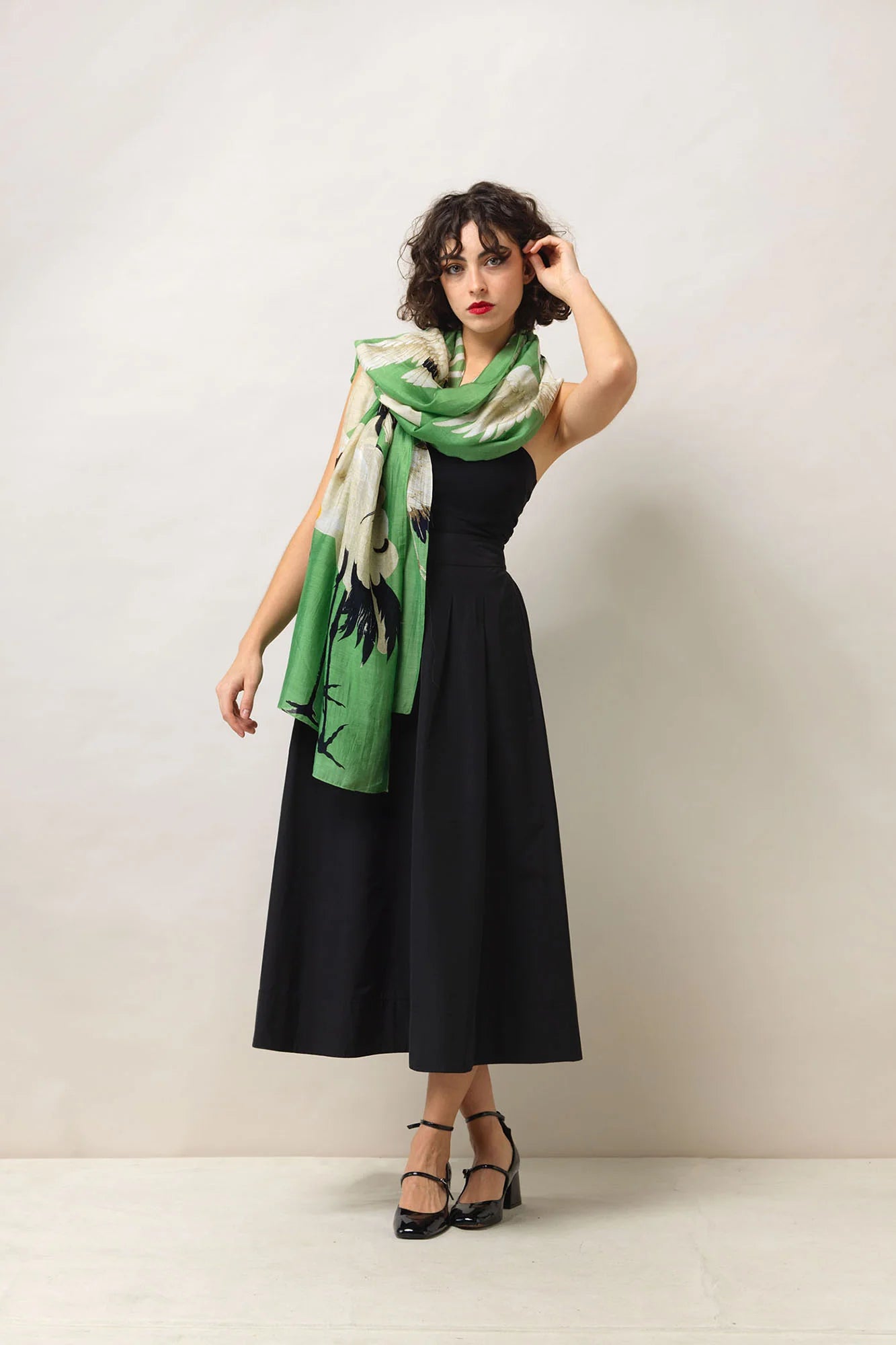 Heliotique Stork Scarf - Pea Green