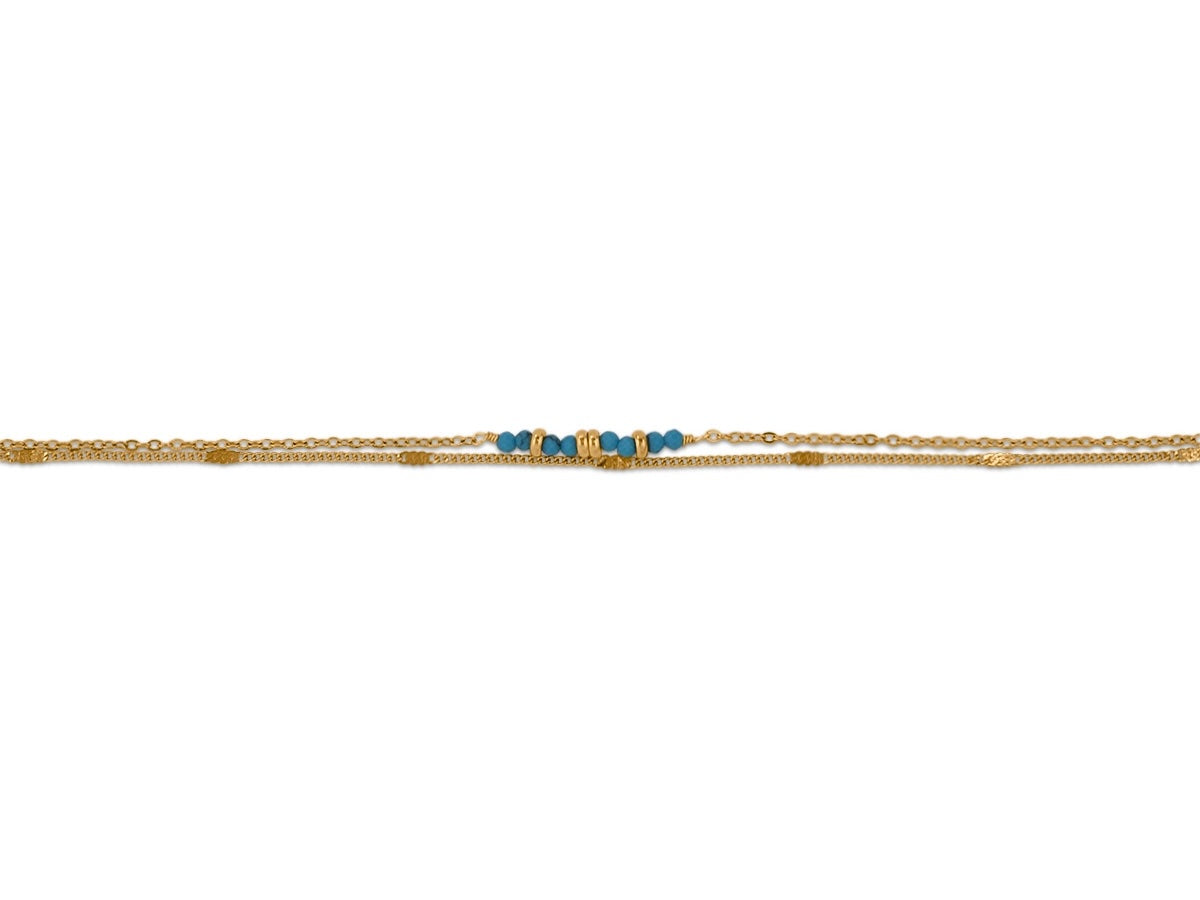 Heliotique | Big Metal London Delicate Beaded Bracelet - Blue Stone