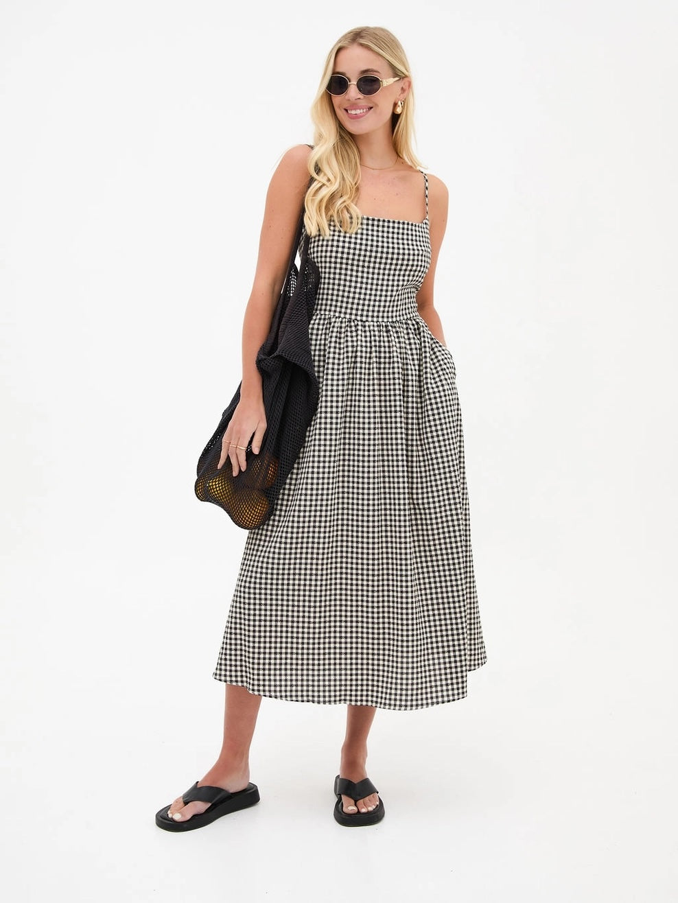 Heliotique Rose Gingham Midi Dress