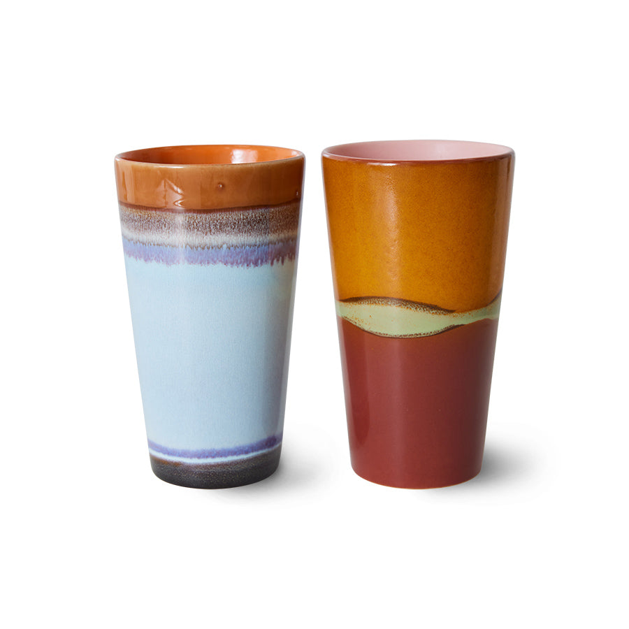 Heliotique 70's Ceramic Latte Mugs - Set of 2