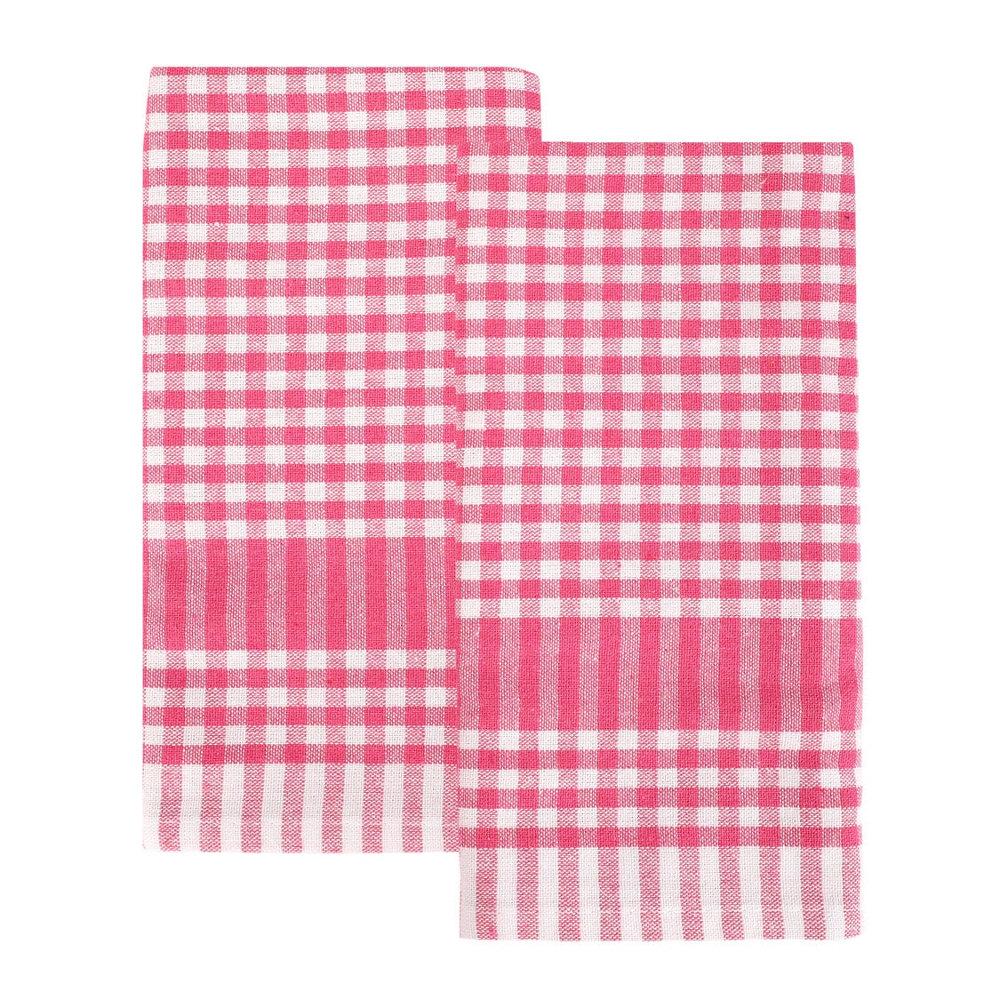 Set of 2 Gingham Tea Towels - Pink