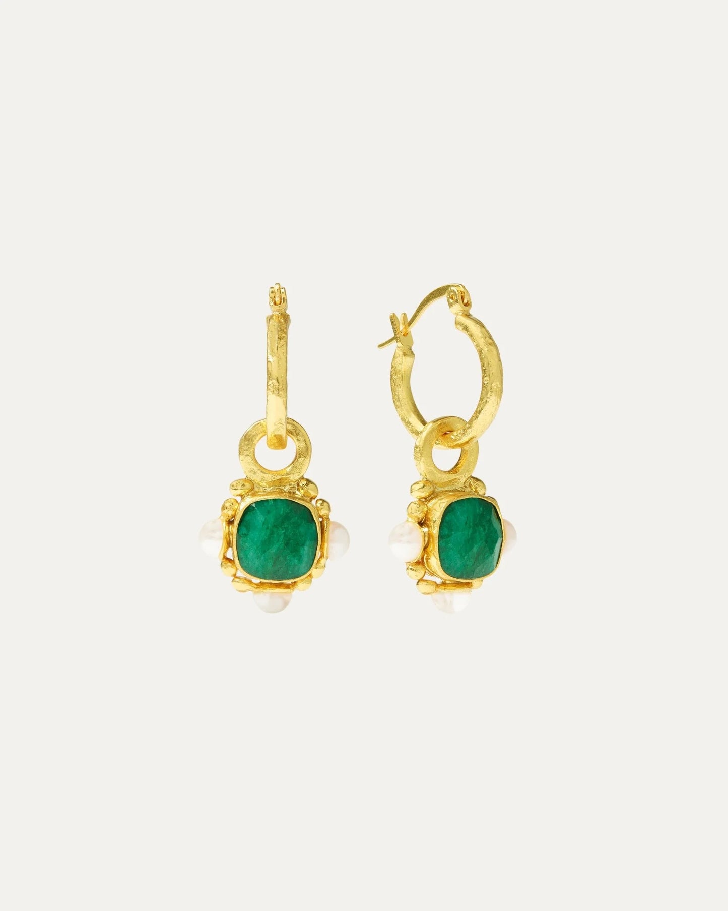 Heliotique Esther Emerald & Pearl Hoop Earrings