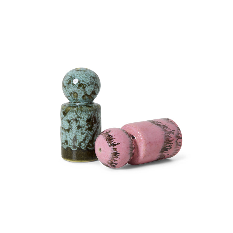 70's Ceramic Salt & Pepper Shakers - Baroque