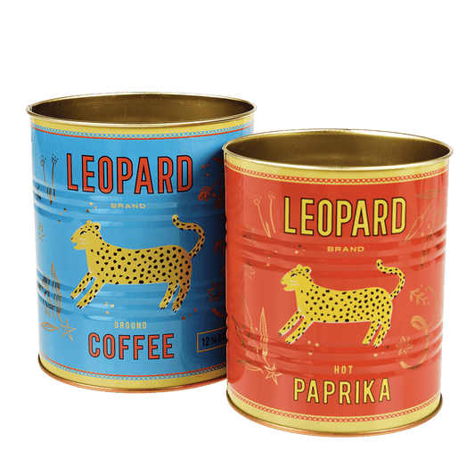 Heliotique Retro Storage Tins (Set of 2) - Leopard