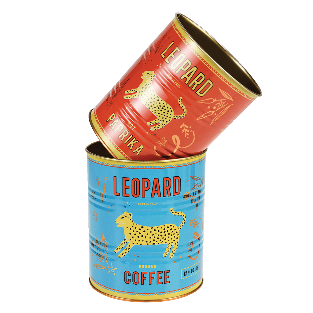 Heliotique Retro Storage Tins (Set of 2) - Leopard