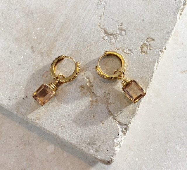 Heliotique | Shyla Margot Huggie Earrings - Champagne