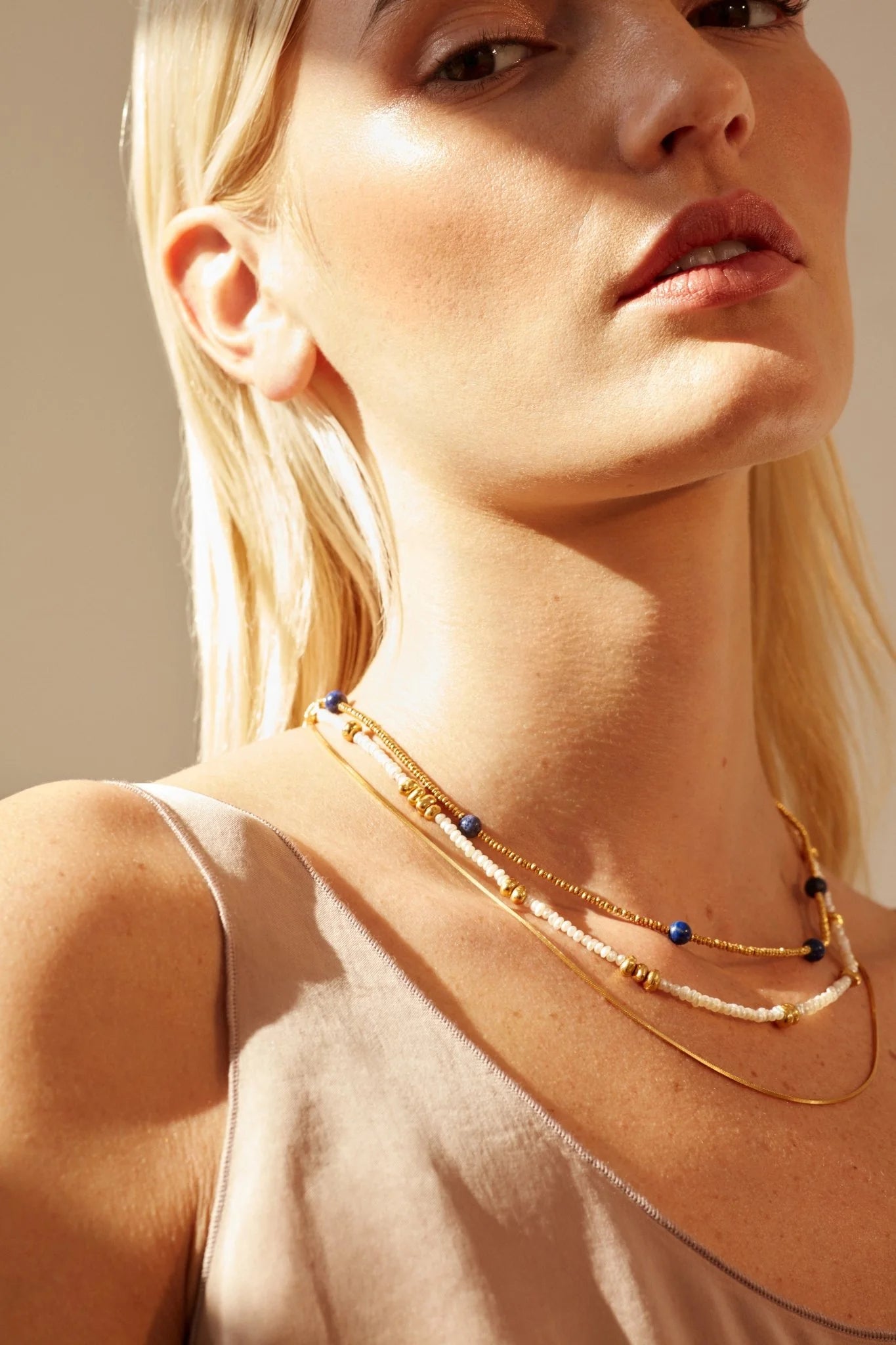 Heliotique Marnie Pearl & Gold Necklace