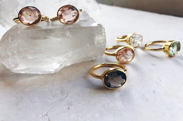 Heliotique | Shyla Oval Chunky Ring - Soft Green