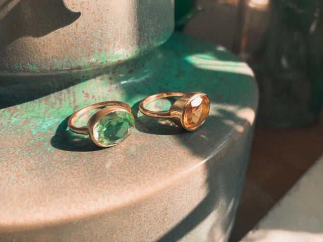 Heliotique | Shyla Oval Chunky Ring - Soft Green