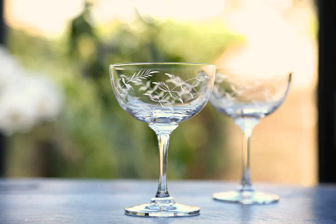 Heliotique Set of Two Champagne Saucers - Fern