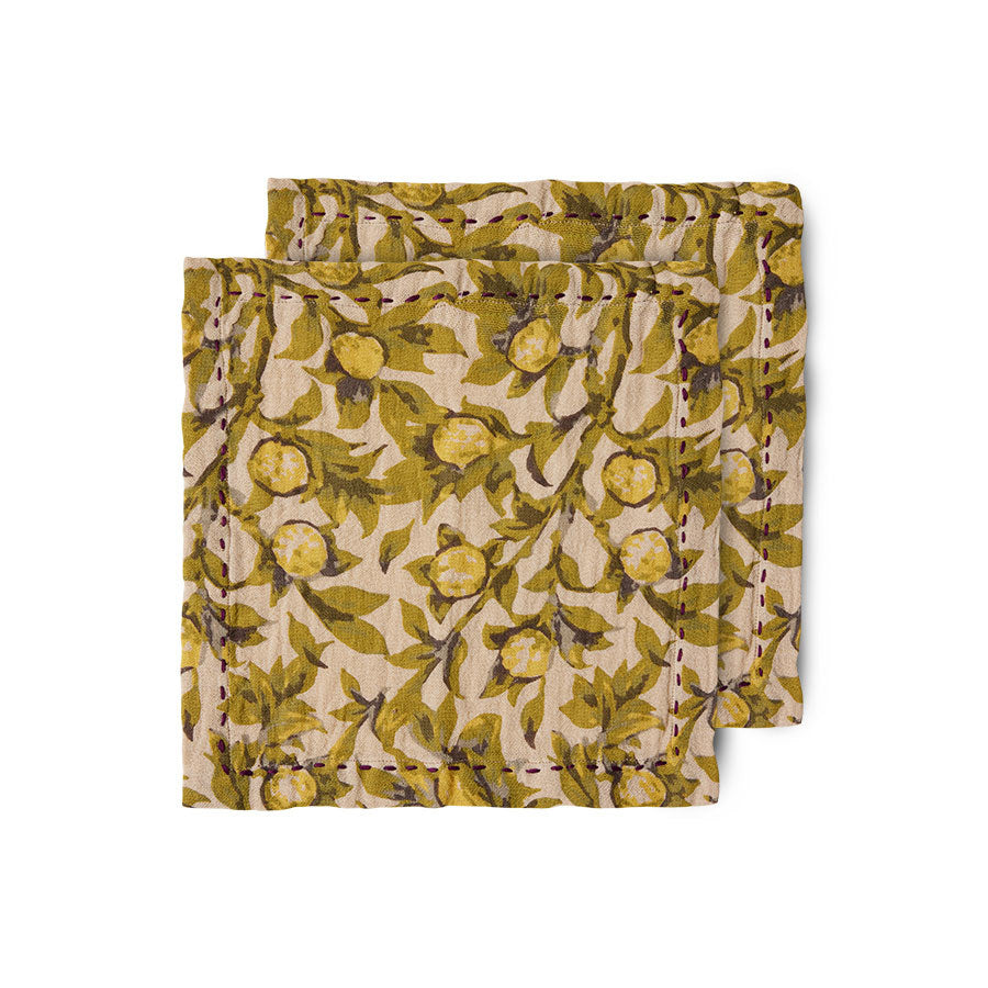 Heliotique | HKLIVING Meditteranean Olive Cotton Napkins (Set of 2)