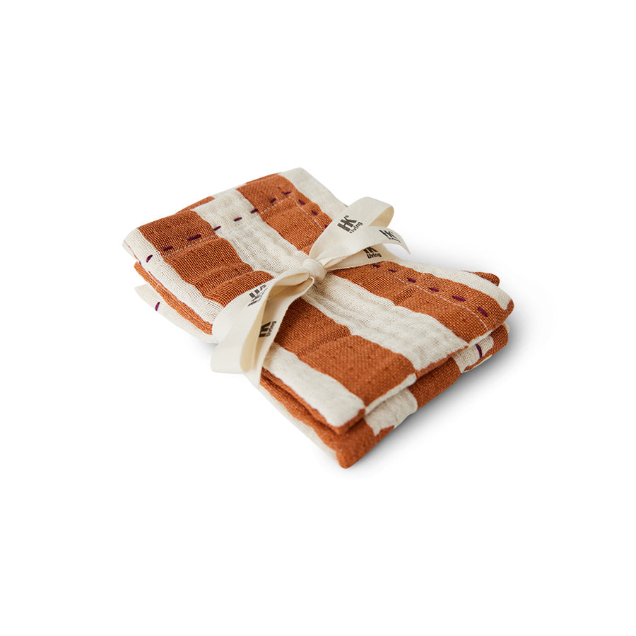 Heliotique | HKLIVING Striped Tangerine Cotton Napkins (Set of 2)