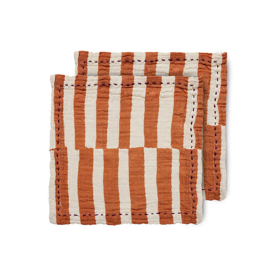 Heliotique | HKLIVING Striped Tangerine Cotton Napkins (Set of 2)