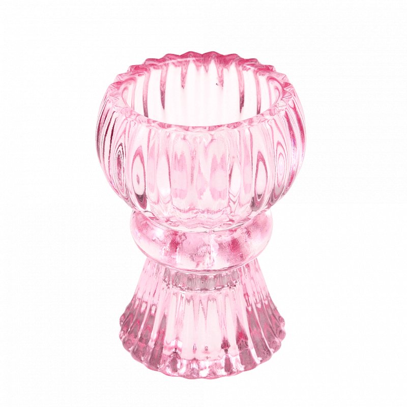 Heliotique Double Ended Glass Candle Holder - Pink