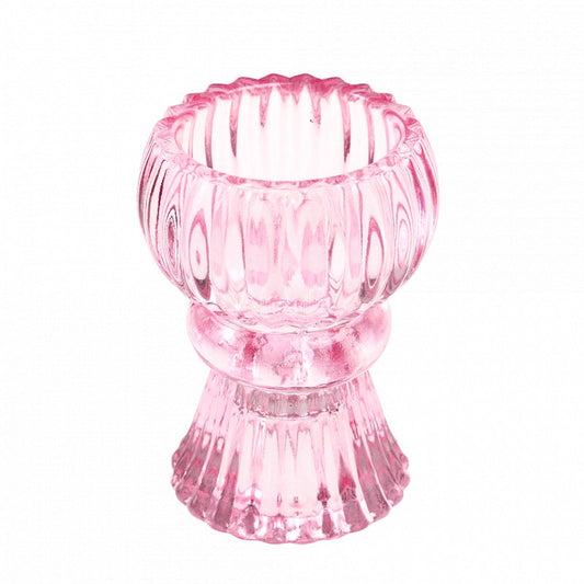 Heliotique Double Ended Glass Candle Holder - Pink